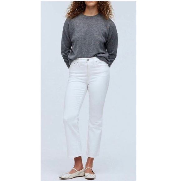 Madewell Mid-Rise Kick Out Crop Jeans in Pure White Style NI961 Size 25 - Picture 1 of 16